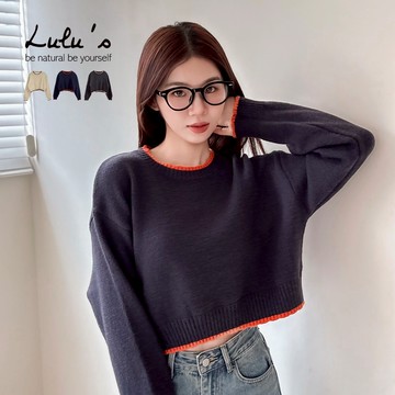 LULUS/撞色滾邊圓領短版毛衣３色【A01250981】251210