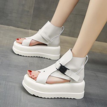 香港潮牌時尚厚底魚嘴鏤空羅馬鞋女2022夏季新款增高松糕沙灘涼鞋