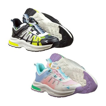 DIADORA迪亞多那 大童專業慢跑鞋 童運動鞋 童鞋 寬楦 輕量 透氣 保護後跟 吸震 穩定 抗菌 除臭 黑綠 藍紫