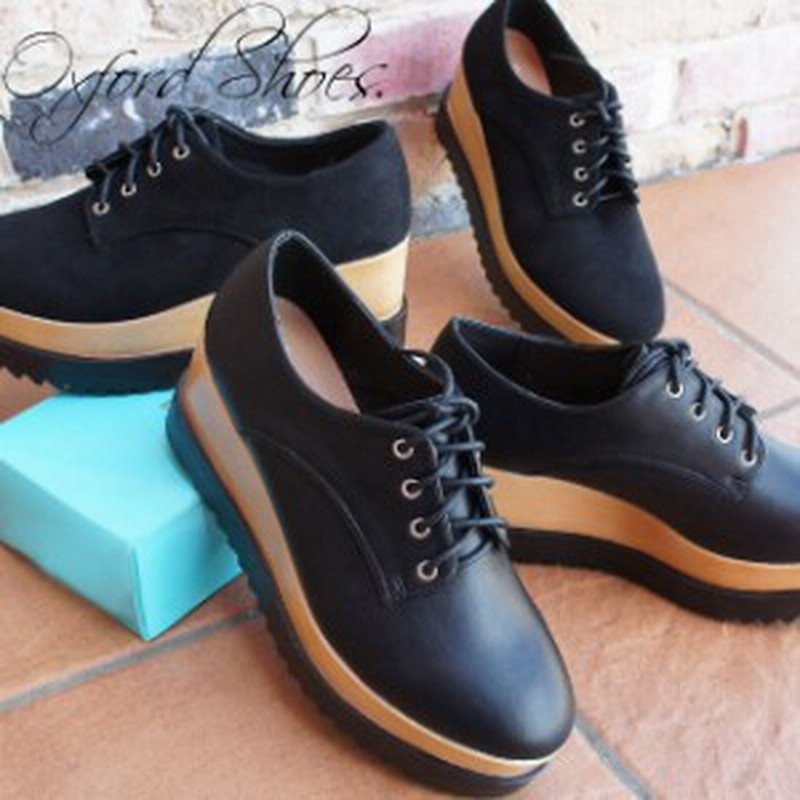 送料無料 レディース ユニセックス ウェッジソール オックスフォードシューズ ノーブランド品 厚底 レースアップシューズ おじ靴 通販 Lineポイント最大6 0 Get Lineショッピング