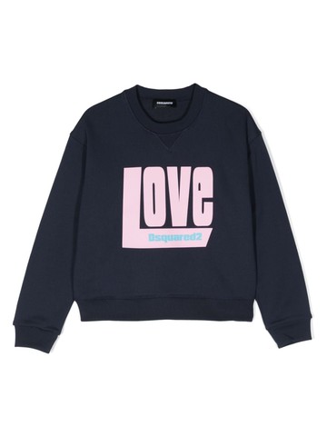 Dsquared2 Kids - slogan-print cotton sweatshirt - kids - Cotton - 16 yrs - Blue