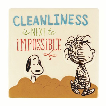 Snoopy陶瓷磚-整齊清潔【Hallmark-Peanuts史努比 擺飾/陶瓷磚】