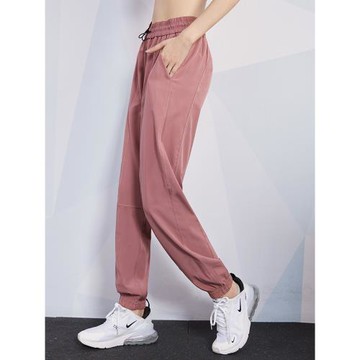 運動長褲女秋季寬松瑜伽褲戶外跑步收口束腳休閑褲高腰抽繩健身褲