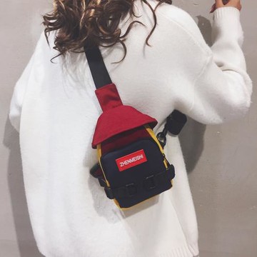 流行質感帆布包女2024新款可愛兒童小包包日系ins單肩斜挎胸前包