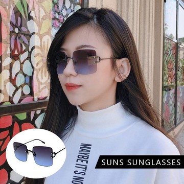 【SUNS】歐美方框漸層藍金屬墨鏡/太陽眼鏡 抗UV(12521)