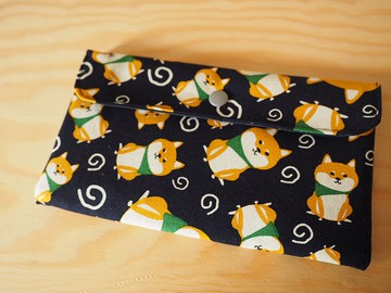 手工製作 藍色柴犬 雙層防水袋 可放成人口罩