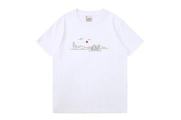 Incense Harbour 美國純棉 日落海港風景圖案 無縫白T-shirt T恤