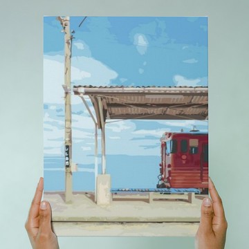愛媛-下灘車站 創意數字油畫 【銷售排行榜 】