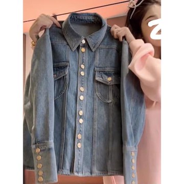 港味復古金屬扣牛仔外套女秋季2025新款高級感休閑夾克別致上衣潮