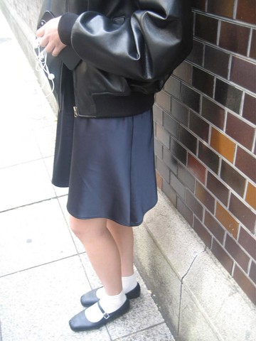 A-line Knee-length Satin Skirt [Navy] (TA5127A13R)