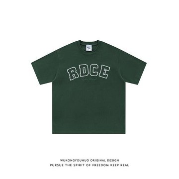 悟空有貨復古美式字母刺繡純棉短袖T恤男女夏季寬松情侶百搭體恤