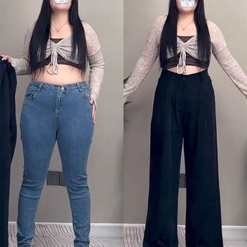 💕甜心大尺碼💕大尺碼西裝褲 大碼闊腿褲 胖mm遮胯顯瘦垂感休閒西裝褲直筒長褲