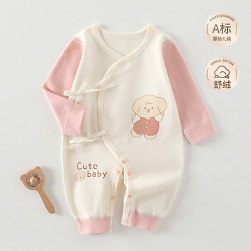 初生新生兒衣服春秋蝴蝶衣和尚服舒絨純棉無骨寶寶嬰兒連體衣哈衣鑫弘-萌寶童裝可開發票