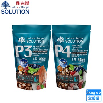 【耐吉斯】2包組 P系列 P3凍乾多拼鮭魚餐 /P4凍乾多拼海陸餐 350g 凍乾飼料 專利益生菌優質蛋白 全齡貓