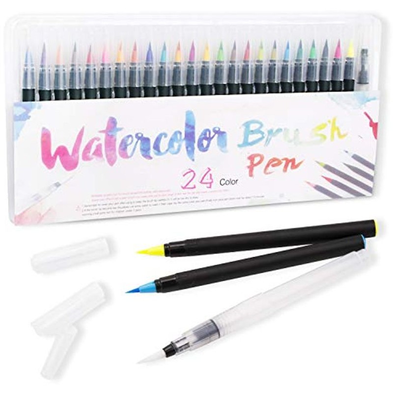 水彩毛筆 カラー筆ペン 24色セット 水彩ペン 水性ペン１本 イラスト 絵描き 手帳 塗り絵 水彩画 通販 Lineポイント最大get Lineショッピング
