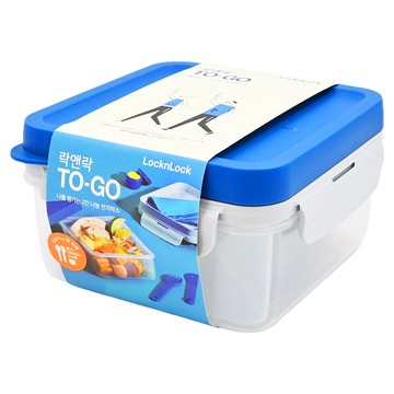 LocknLock 樂扣樂扣 Togo 多功能方形 PP保鮮盒組 藍色  1組  2個容器 + 1個蓋子 + 1個迷你醬料盒 + 1個隔板 + 1個叉匙 + 1個塑膠刀