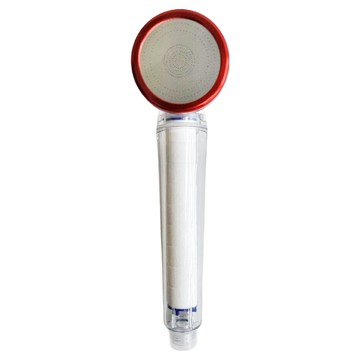 雙手萬能 增壓蓮蓬頭把手 旋風增壓 可暫停止水 有效過濾  白色 + 紅色  1個