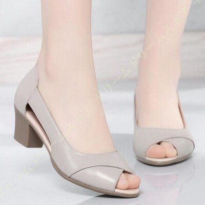 レディースパンプス バブーシュ パンプス 足が痛くならない 4 5cmヒール チャンキー ローヒール オープントゥ サンダル お年寄り ファッション 日常着 通勤 通販 Lineポイント最大get Lineショッピング