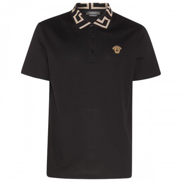 Versace - Black Cotton Polo Shirt S