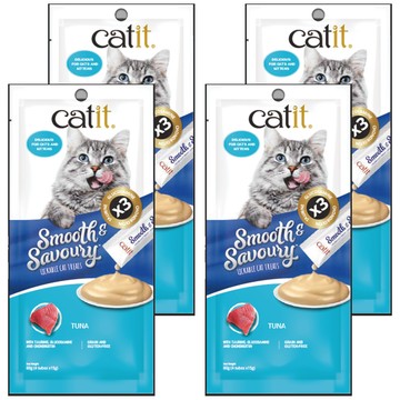catit 嘿卡堤 鮮溜肉泥 鮪魚 15g 貓咪零食  60g  4包