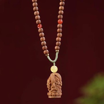【巴黎精品】現貨+預購 天然檀木項鍊紫檀項鏈沉香木質吊墜飾雕刻掛件轉運除穢淨化開運-佛像男女飾品a1ki13