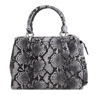 MICHAEL KORS MARILYN 金屬LOGO蟒蛇紋手提斜背兩用包.深灰