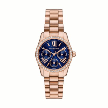 MICHAEL KORS Lexington Lux 晶鑽三眼藍面女錶 33mm MK4926 附提袋