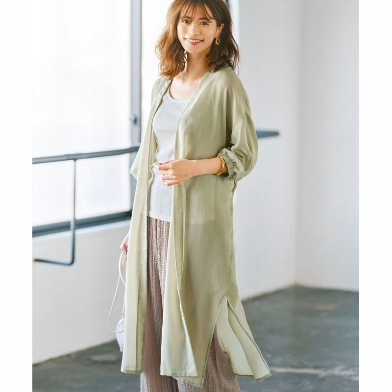 ジーラ 涼やかガウンカーディガン レディース オリーブ S Geera 通販 Lineポイント最大1 0 Get Lineショッピング