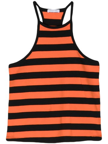Patrizia Pepe - striped racerback tank top - women - Cotton/Elastane - III - Black