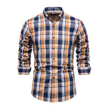 【高品質】男生長袖襯衫 商務休閒襯衫 上班襯衫 純棉免燙工作襯衫 男長袖襯衫 格紋襯衫 滑布韓版襯衫 長袖襯衫