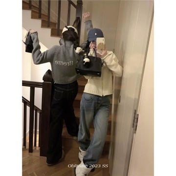 一忘皆空/free breeze自由呼吸'立領拉鏈毛衣女秋冬上衣針織外套