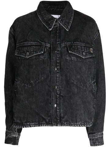 izzue - eyelet-embellished washed denim jacket - women - Viscose/Polyester/Cotton/Polyester/Nylon - S - Black