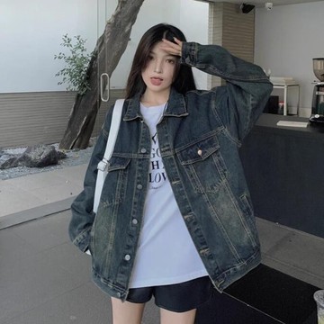 胖胖美依 上衣 牛仔外套 牛仔衫S-XL 新款復古牛仔衣高級感外套寬鬆美式夾克爆款上衣-8818.