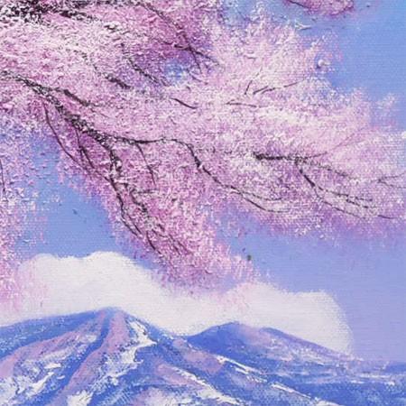 絵画　油絵　王仁塚（わにづか）の桜　（木村由記夫）　　