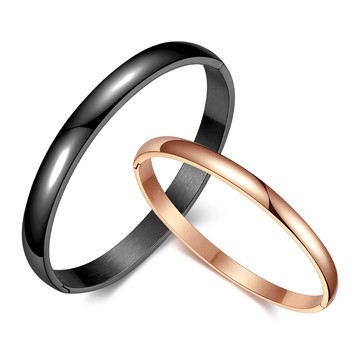 白鋼手環・時尚素面手環・情侶手環・刻字・黑色/玫金款・禮物・推薦・MB06008-1