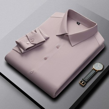 【新款熱賣】春秋季現貨開衫翻領長袖襯衣凈版合體型商務休閑男士免燙襯衫寸衫