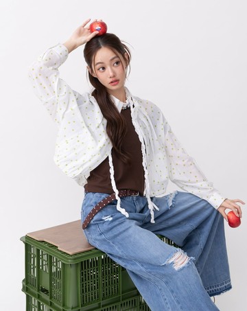 A｜波點雙拉鍊下擺抽皺廓形外套(兩色)