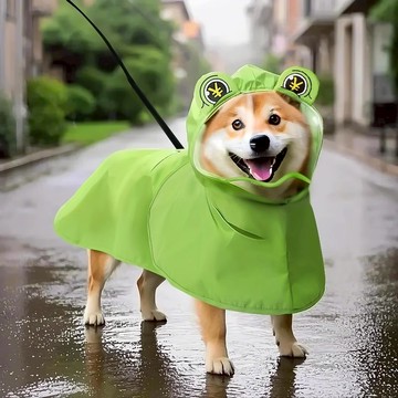 青蛙斗篷夏季寵物雨衣 寵物狗雨衣 狗狗雨衣 防水雨衣 寵物外出用品 小型狗雨衣 中型狗雨衣 柯基 柴犬 牽引繩 簡易雨衣