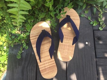 新款法國FYE環保休閒夾腳拖   深藍色  男款