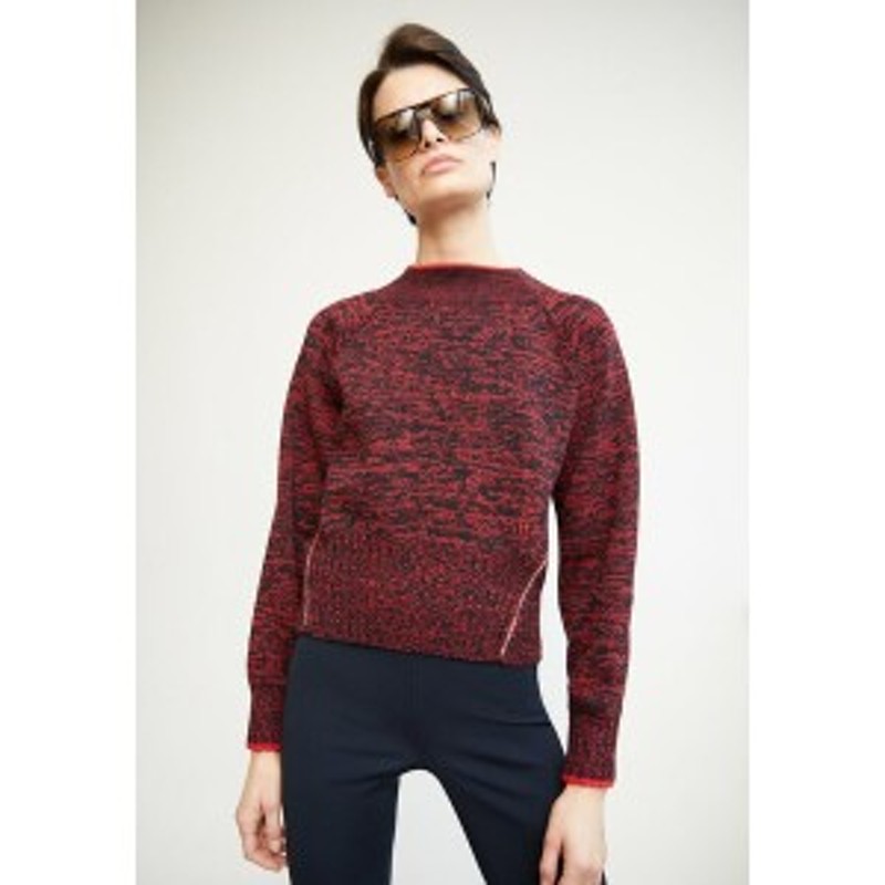 red and navy jumper