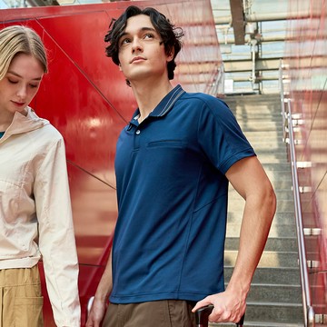 男款ATUNAS-TEX短袖POLO(A2PS2533M靛藍/透氣/快乾排汗)