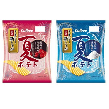 【江戶物語】Calbee 卡樂比 夏季限定洋芋片 對馬浜御鹽/紀州南高梅風味 60g 厚切波浪薯片 日本原裝進口