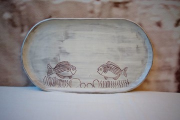 手作長陶盤 魚盤 長方茶盤 L26.5cm  串燒盤  日式長盤