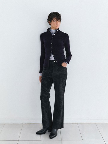 CLOUD LEATHER BOOTCUT PANTS (BLACK)