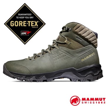 【MAMMUT 長毛象】男 Mercury IV Mid GORE-TEX 防水中筒登山皮靴.登山鞋.健行鞋_3030-04710-40234 深綠鬣蜥