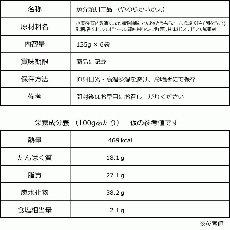 おつまみ 珍味 セール 訳あり 柔か いか天 福袋(中) 135g(B品)×6袋セット 送料無料 するめいか 不揃い イカ天 広島県産