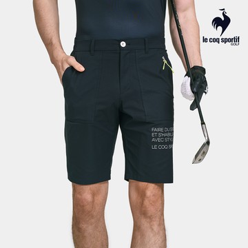【LE COQ SPORTIF GOLF公雞高爾夫】男款黑色輕量透氣涼感親膚短褲 QGV8T902