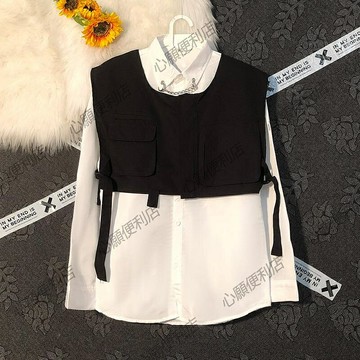 不對稱口袋短款馬甲男ins潮設計感小眾上衣寬松韓版潮流坎肩背心
