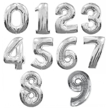 【現貨】阿拉伯數字派對布置造型16吋鋁箔氣球銀色(無充氣) 生日派對 節日慶典 會場布置 店面布置 派對布置