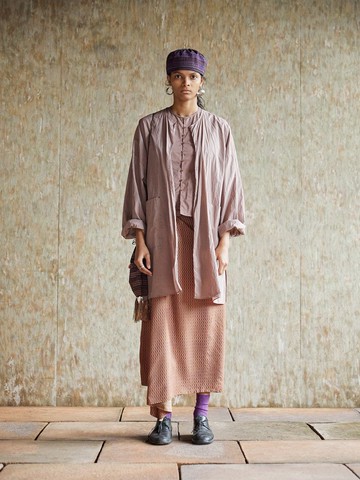 復古文青 純棉條紋中長外套 休閒上衣